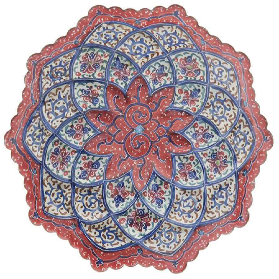 Decorative CopperWall Plate Hand-Painted with Persian Minakari Enamel Arghavan