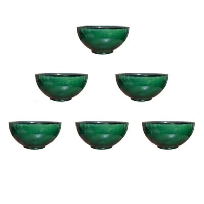 Pottery Dizi Bowl - For Abgoosht, Yogurt, Soup & Noodles | Green (Set of 6)