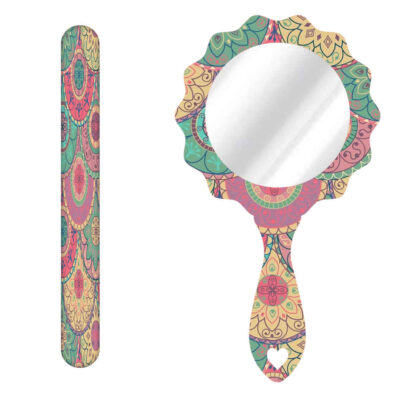 Metal Nail File and Mirror Set with Persian Inspired Hadis Pattern