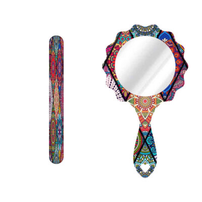 Metal Nail File and Mirror Set with Persian Inspired Nahal Pattern