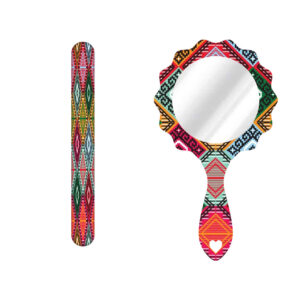 Metal Nail File and Mirror Set with Persian Inspired Pattern