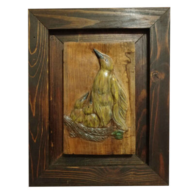 Wood Carved Bird Wall Art – Artistic Animal Design for Natural Interior Decoration