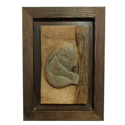 Wood Carved Koala Wall Art – Artistic Animal Artwork for Home Decor