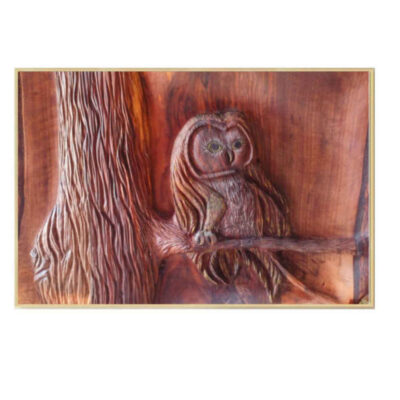 Carved Wooden Owl Wall Art – Artistic Bird Sculpture for Interior Decoration