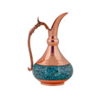 Decorative Copper Pitcher Persian Artisan-Crafted Turquoise Inlay Hasti