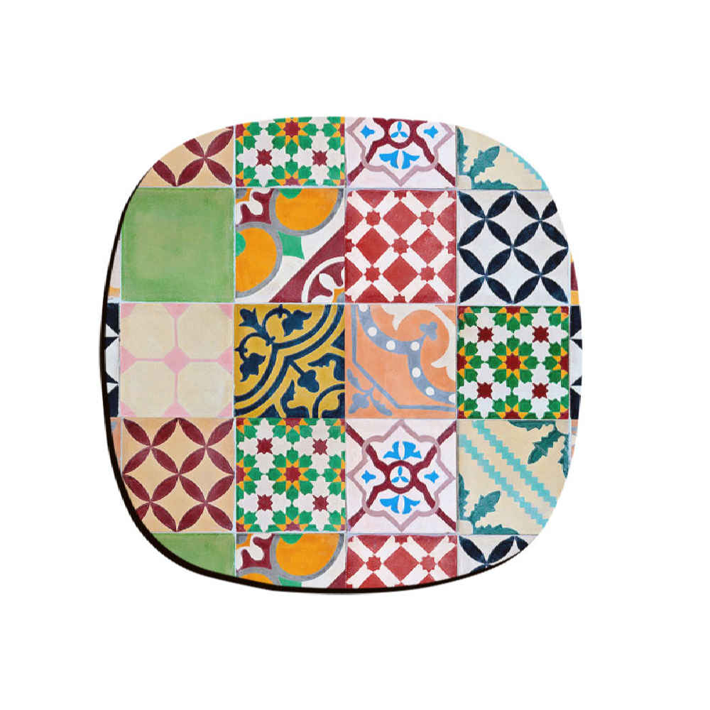 Colorful Tile Coasters – Round Persian Artistic Wooden Drink Protector Set