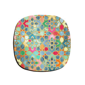 Javan Geometric Coasters – Round Wooden Artistic Drink Protector Set