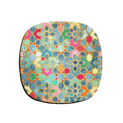 Javan Geometric Coasters – Round Wooden Artistic Drink Protector Set