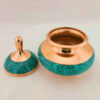 Handcrafted Persian Inlaid Turquoise Copper Sugar Bowl Yara