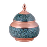Handcrafted Persian Inlaid Turquoise Copper Sugar Bowl Aseman