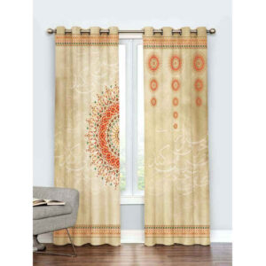 Printed Velvet Persian Eyelet Curtain – Calligraphy Patterned