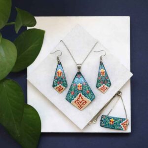 Persian Minakari Jewelry Set Model Victoria