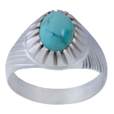 Neyshabur Turquoise Silver Gemstone Ring – Farima Model, Handcrafted Traditional Persian Design