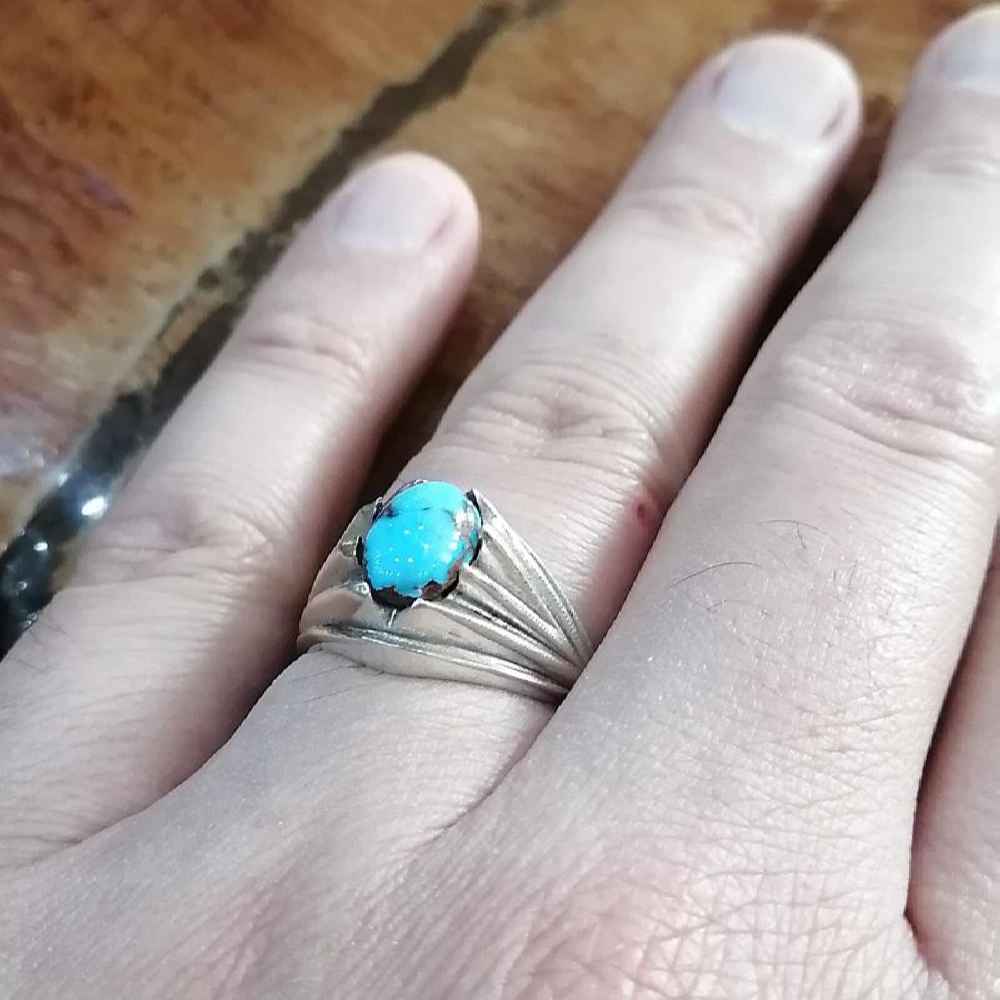 Persian Silver Ring with Neyshabur Turquoise Farima Kaveh