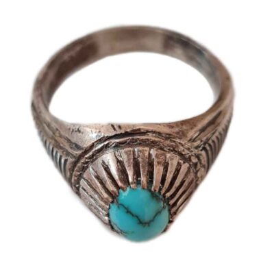 Neyshabur Turquoise Silver Gemstone Ring – Farima Ehsan Model, Handcrafted Traditional Persian Design