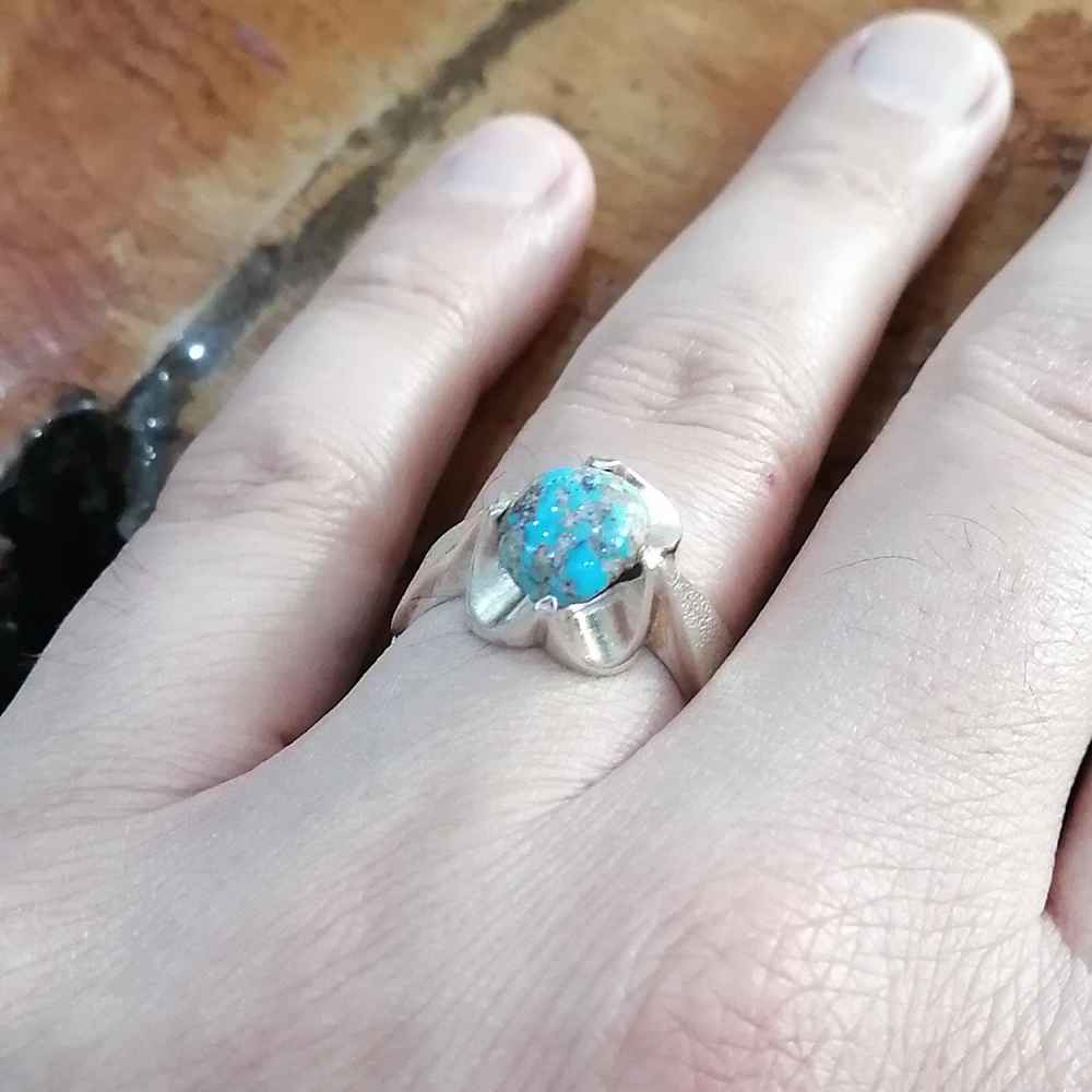 Persian Silver Ring with Neyshabur Turquoise Farima Javid