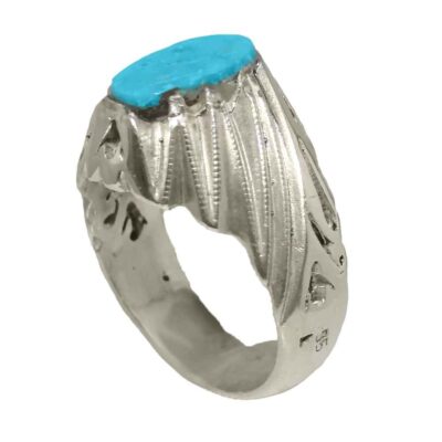 Neyshabur Turquoise Silver Gemstone Ring – Farima Vafa Model, Traditional Persian Design