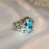 Persian Silver Ring with Neyshabur Turquoise Yoones