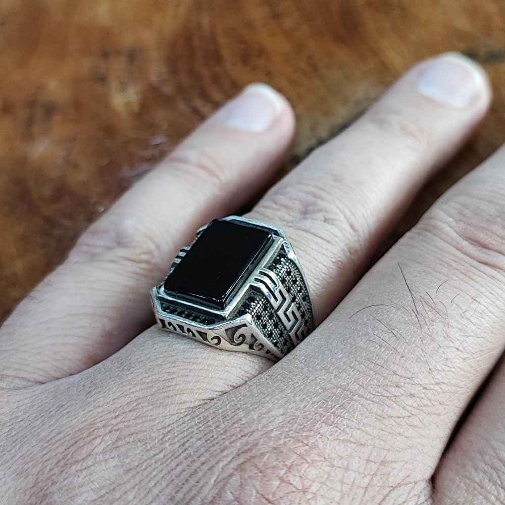 Persian Agate Silver Ring for Men Elegance Mostafa