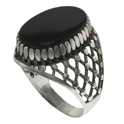 Agate Silver Gemstone Ring for Men – Pedram Model, Traditional Persian Design