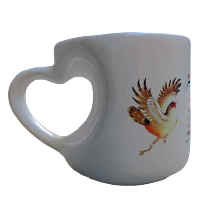 Persian Ceramic Coffee Mug with Heart Shaped Handle