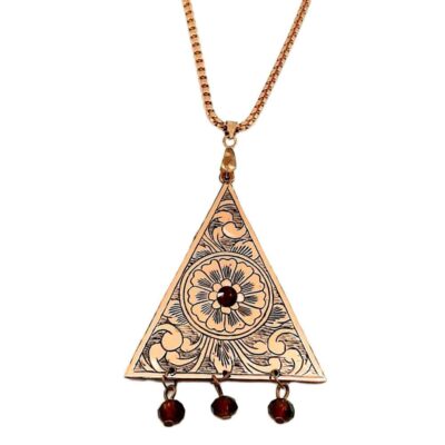 Hand-Engraved Copper Pendant Necklace – Ghalamzani Floral Design