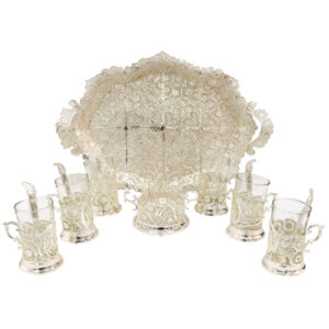 Handcrafted Persian Filigree Tea & Coffee Set – Silver Coated Nafas