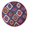 Traditional Persian Footstool with Wooden Legs and Velvet Fabric Navy Blue Arezoo