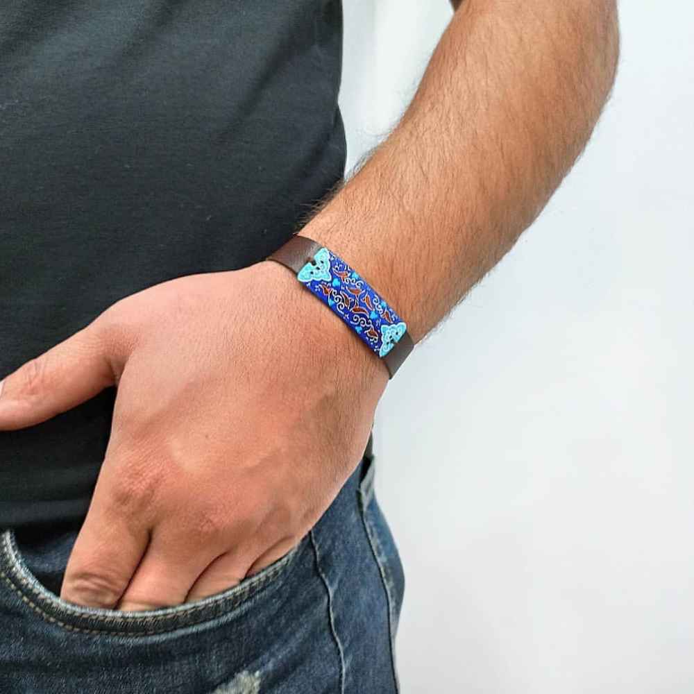 Leather & Copper Bracelet Minakari – Artistic Akhgar