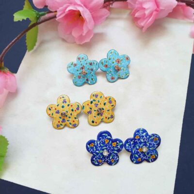 Persian Earrings Handcrafted with Minakari Artistic Bahar