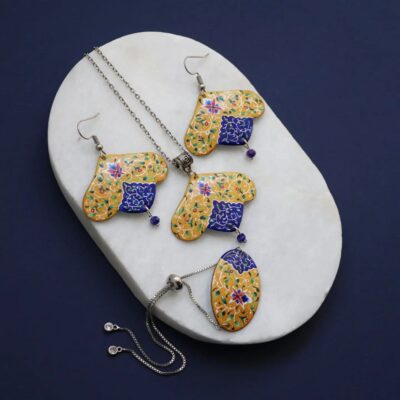 Persian Minakari Jewelry Set Model Khorshid