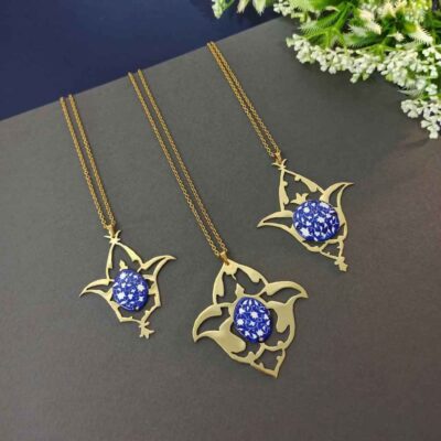 Persian Brass Minakari Pendant Necklace - Moshabak Artisan Design
