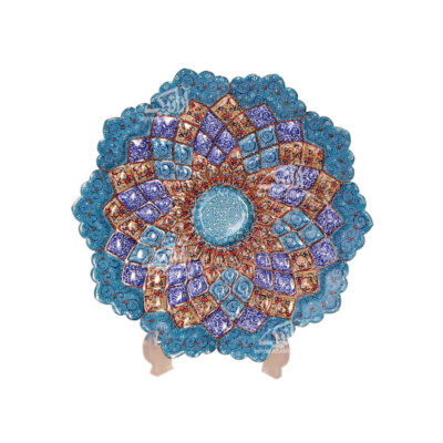 Hand-Painted Persian Minakari Copper Decorative Display Plate, Alma Mandala Enamelwork