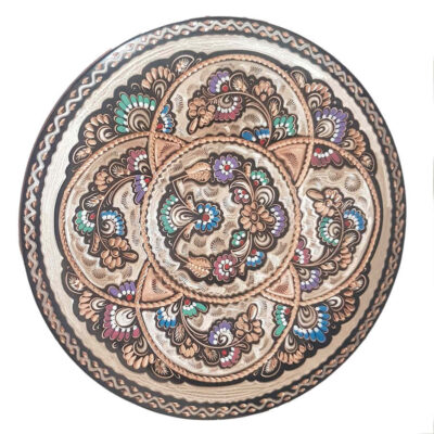 Hand-Painted Persian Minakari Copper Decorative Display Plate, Rahil Floral Enamelwork