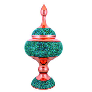 Handcrafted Persian Inlaid Turquoise Copper Sugar Bowl Mahtab