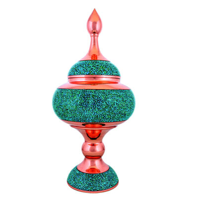 Handcrafted Persian Inlaid Turquoise Copper Sugar Bowl Mahtab