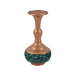 Handcrafted Decorative Persian Inlaid Turquoise Copper Vase, Featuring the Elaheh Model with a Timeless Geometric Design