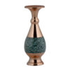 Handcrafted Decorative Persian Inlaid Turquoise Copper Vase, Featuring the Elham Model with an Artistic Geometric Motif