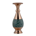 Handcrafted Decorative Persian Inlaid Turquoise Copper Vase, Featuring the Elham Model with an Artistic Geometric Motif