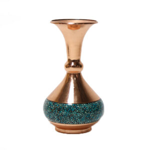 Handcrafted Decorative Persian Inlaid Turquoise Copper Vase, Featuring a Luxury Geometric Design for High-End Interiors