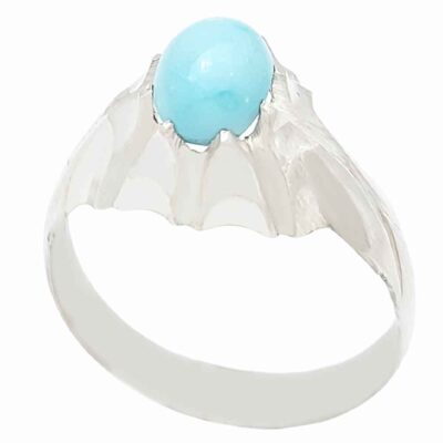 Neyshabur Turquoise Silver Gemstone Ring – Farima Farshid Model, Traditional Persian Design