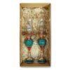 Handcrafted Persian Copper Candlestick - Inlaid Turquoise Design - Helma (2x)
