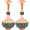 Set of Two Decorative Persian Inlaid Turquoise Copper Vases, Featuring the Shokoh Model with a Stunning Geometric Design