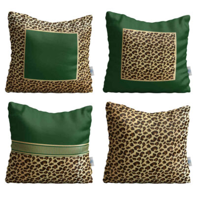 Velvet Cushion Set - Animal Print Design (Set of 4)