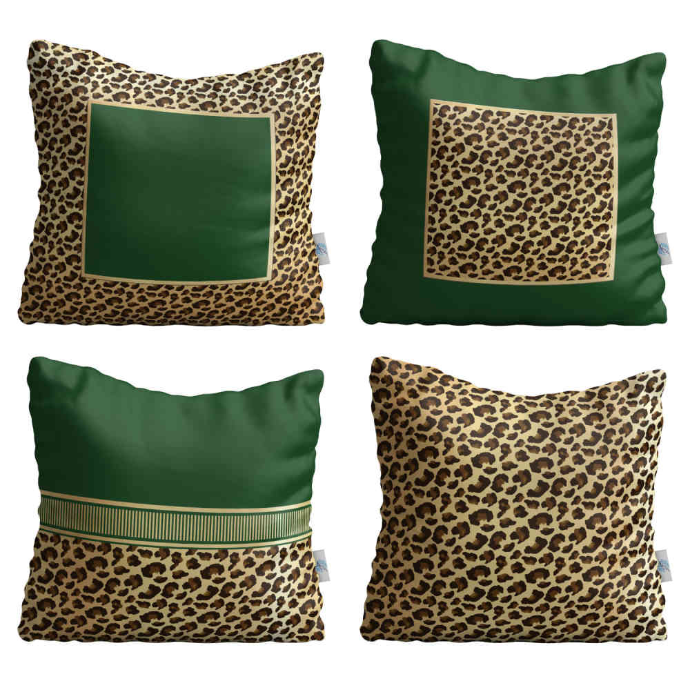 Velvet Cushion Set – Animal Print Design (Set of 4)