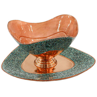 Decorative Bowl & Plate Persian Artisan-Crafted Turquoise Inlay