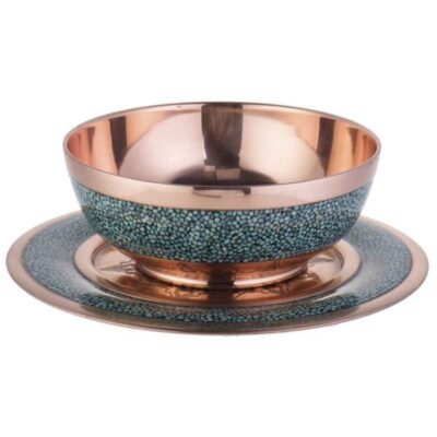 Decorative Bowl & Plate Persian Artisan-Crafted Turquoise Inlay
