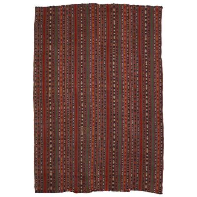 Authentic Persian Jajim Flat-Woven Striped Rug Ava