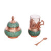 Handcrafted Persian Copper Tea & Coffee Set - Inlaid Turquoise Elina