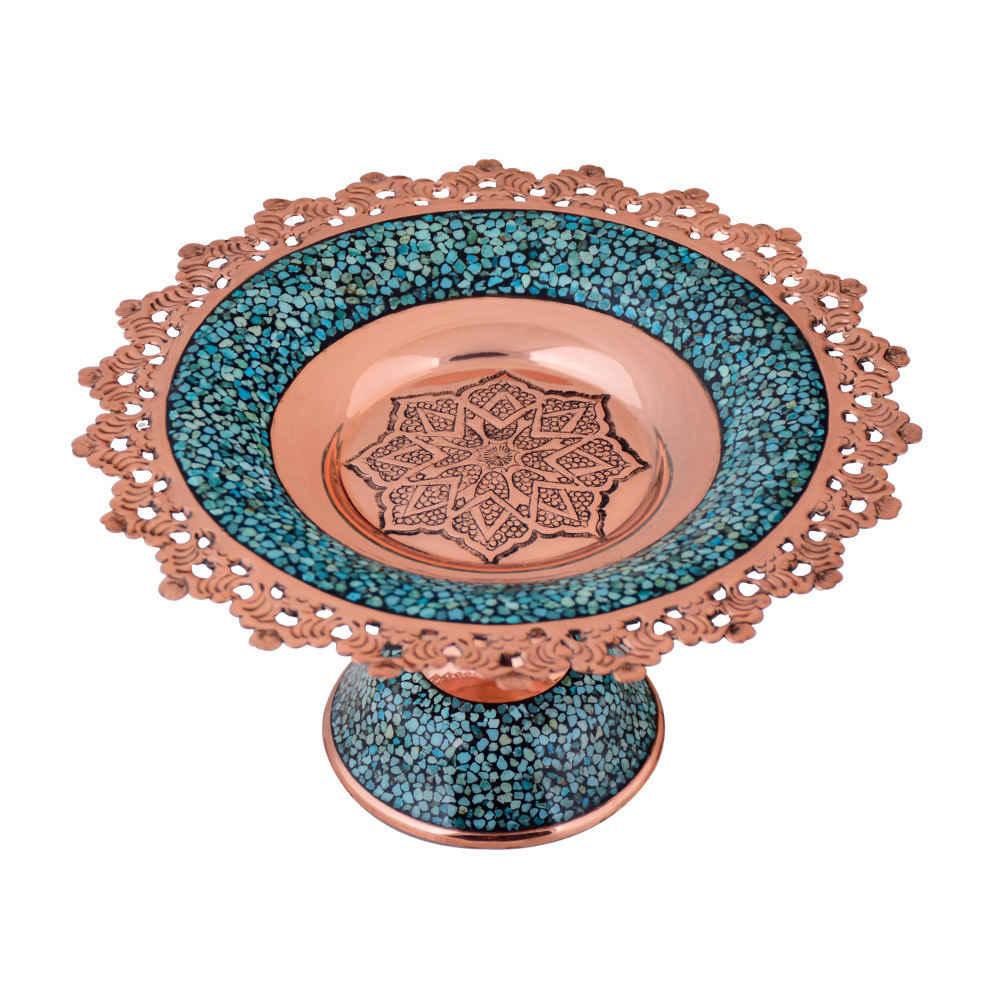 Pedestal Turquoise Inlay Candy Dish Model Rima